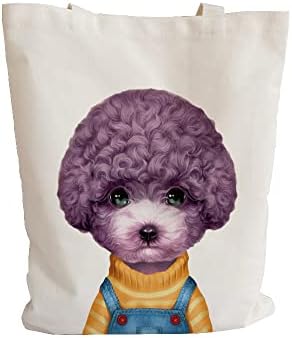 Dog fofo de estampa natural bolsa de sacola de sacola de lona para mulheres