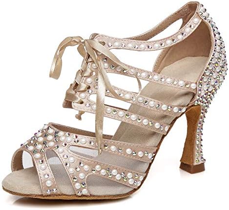 AOQUNFS Mulheres shinestones Sapatos de dança latina Salsa salsa Perfermência Sapatos de dança de casamento, modelo Z001