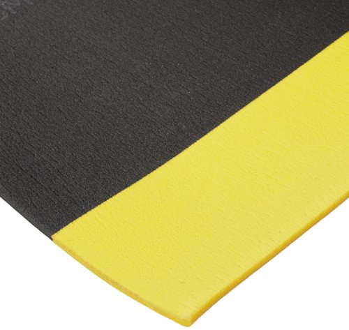 Notrax 508 PVC Diamond Cushion Anti-fadiga tapete, largura de 2 'largura x 3' de comprimento x 1/2 de espessura, preto/amarelo