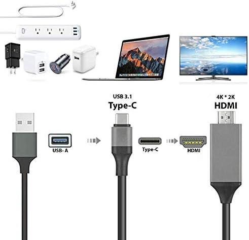 Pro USB-C HDMI trabalha para o Samsung Galaxy Tab S6 Lite a 4K com porta de alimentação, cabo de 6 pés na total 2160p@60Hz,