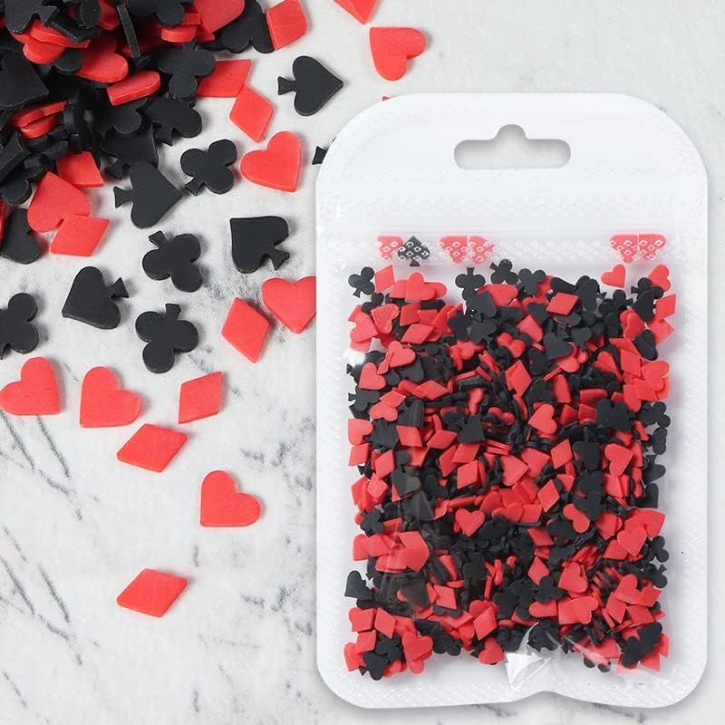 10g Resina Poker Card Slice Decorações de arte Red Black Heart Polymer Clay Fatizes Peças Manicure Design Supplies