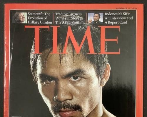 Manny Pacquiao assinou a revista Time 16/11/09 Nolabel Boxing Pacman Autograph JSA - Revistas de boxe autografadas