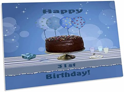 3drose 31ª festa de aniversário com bolo de chocolate e azul. - Tapetes de local para baixo da almofada