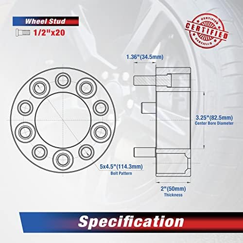 MOCA 50,8mm 5x114.3 espaçadores de rodas hubcentric - pregos de 1/2 x20 ajustados para o Ford Explorer Flex Taurus