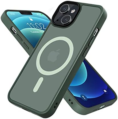 PTZ Worlds - Case compatível com o iPhone 14 6.1 ”, verde escuro translúcido, impressão digital, anti -scratch, não deslizante,
