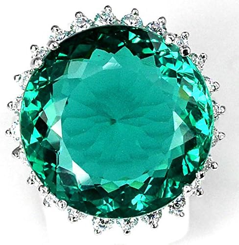 Mulher Mulher Prata Verde Escuro Emerald Gemito Ring Jóias Tamanho 6-10