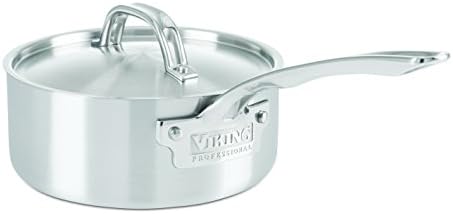 Viking Culinary Professional 5-Ply aço inoxidável Chef's Pan com tampa, 12 polegadas, prata