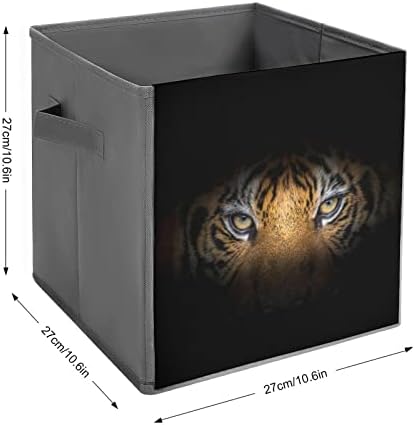 Olhos de Tiger nos caixas de armazenamento dobráveis ​​escuros Cubos Organizer Trendy Fabric Storage Caixas de armazenamento