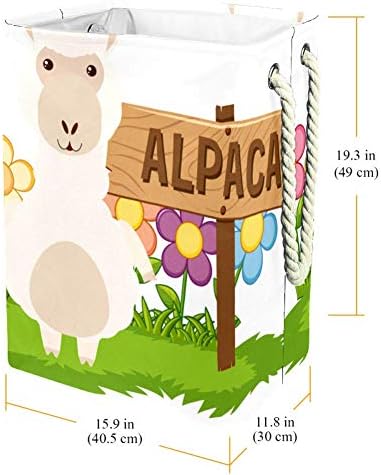 Primavera floral alpaca animal grande lavanderia cesto de armazenamento dobrável para quarto berçário bebê