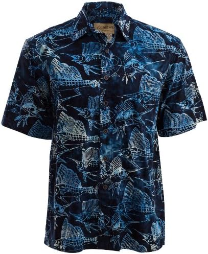 Johari West Men Hawaiian Shirt Button Casual Down Short Manga Cotton Summer Batik Aloha camisa para homens