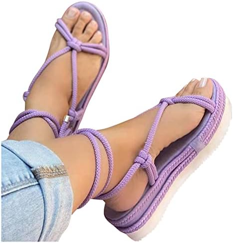 Sandálias de plataforma feminina verão tecida casual sapatos de cor sólida redonda bandagem de cabeça grossa sandal de praia