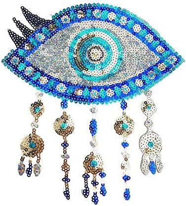 Karen's Line's Evil Eye Sencin Patches ou costurar em roupas Bordadas Aplique Applique Blue Kit Diy DIY Pequeno