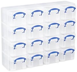 Organizador realmente útil, caixas de armazenamento de 16 x 0,14 litros em um organizador de plástico transparente e caixas transparentes