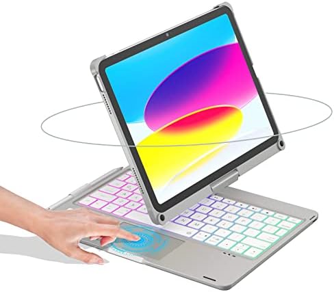 BABG iPad 10th Generation Case com teclado, touchpad múltiplo, 360 ° Girol