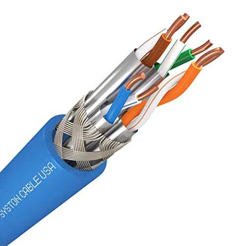 Syston Cable Cat8 Ethernet Cabo bruto em massa 2000mHz 2GHz 40GB 100 pés Sólido de cobre nua S/FTP Individual eletromagnético