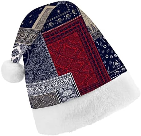 Bandanna Patchwork Pattern Christmas Papai Noel Hat para Red Xmas Cap Favors Favorias de Ano Novo Festivas