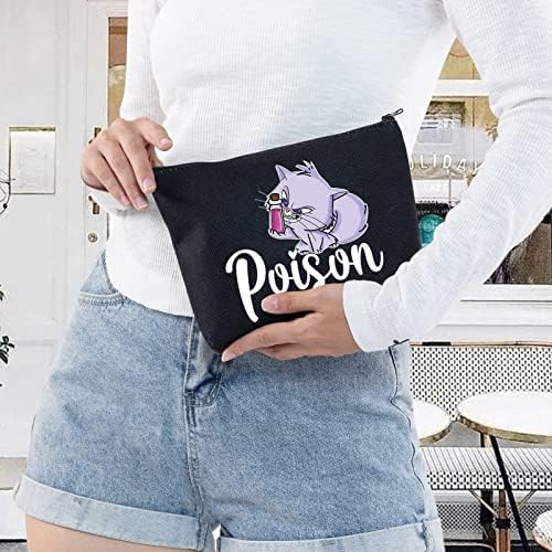 Levlo Yzma Cat com veneno Cosmético Make Up Bag Yzma Cat Lover Gift Poison Make Up Zipper bolsa para fãs de cinema
