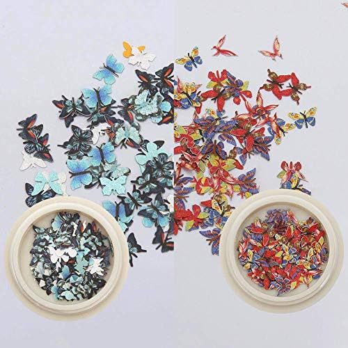 6 caixas lantejoulas de unhas de borboleta 3D Glitter Glitter Sparkle Paillettes acrílicos para a unha Diy decoração
