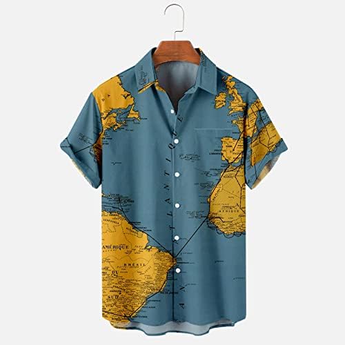 camisa de tamanho plus size tianyafod para homens botão abaixar lapela de manga curta Blusa de verão Tee