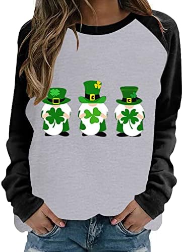 Yubnlvae St Patrick's Tshirt para mulheres gráficas macias o pescoço grande presente irlandês moletom