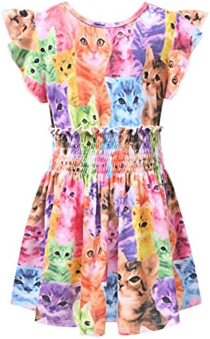 QPANCY Girls Ruffle Dress Dress Summer Print Casual Vestres vestidos de praia para crianças