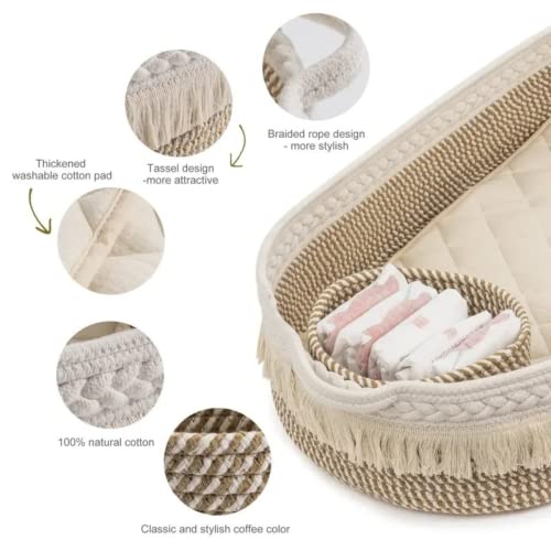 Cesta de prateleira de tamanho grande da cesta, cesta de corda de algodão feita à mão - trocando de tampo da mesa, fralda, roupas e