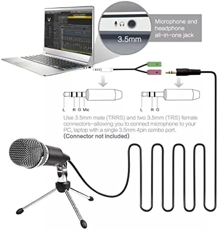 Wionc Condenser Microfone de 3,5 mm Plug Plug PC PC Chat online, YouTube, Pesquisa de voz do Google, Microfone de jogo