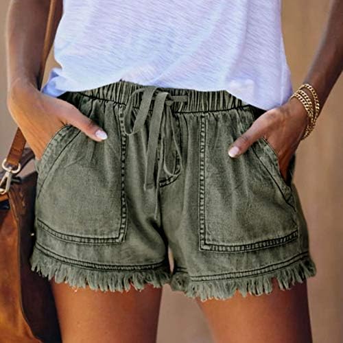 Shorts de jeans femininos altos pulgas angustiadas nas Bermudas curtas microestretch fit fit praia touchwear shorts