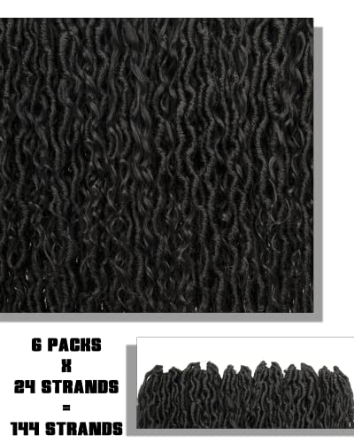 Deusa do rio Locs Cabelo de crochê para mulheres negras- 14 polegadas 6 pacotes 144 fios naturais pretos pré-loop soft