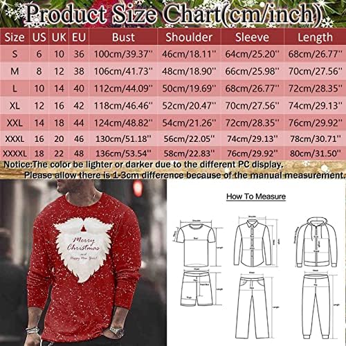 XXBR Christmas de manga longa camisetas para homens, Natal 3D gráfico Papai Noel
