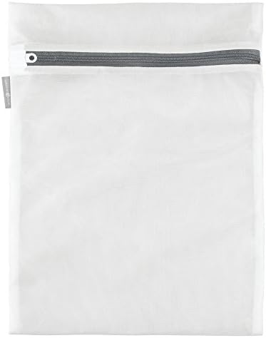 Saco de lavanderia de malha Idesign com zíper embutido para delicados - médio, 12 x 16, branco