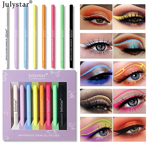 8pcs Eyeliner líquido de cor à prova d'água delineador colorido colorido colorido lápis lante