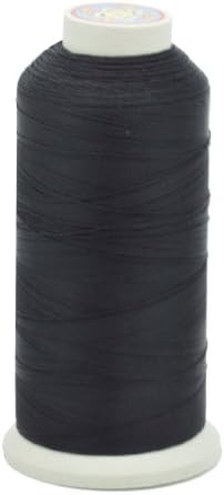 Mandala Crafts Tex 70 Nylon Thread para costura - 1500 YDS T70 Frea de nylon preto pesado 69 210 D Ladra de estofamento para jeans