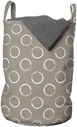 Bolsa de lavanderia de Ambesonne Taupe, Pattern Pattern Fornths Slepngy com pincelas estilo vintage, cesta de cesto com alças