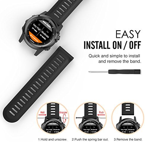 Banda Moko Compatível com Garmin Fenix ​​3/Fenix ​​5x, banda de relógio de substituição de silicone macio Fit Garmin