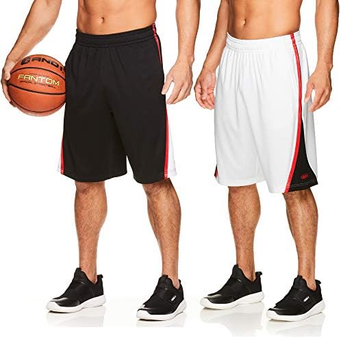 AND1 Ginásio de basquete masculino e shorts de corrida com cintura elástica e bolsos - prenda de 12 polegadas