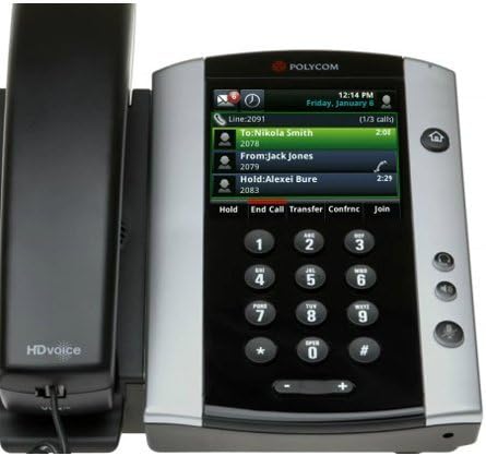 Polycom VVX 501 Sistema telefônico de mídia de negócios com cordão - 12 Linha Poe - 2200-48500-001 - adaptador CA