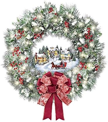 Qyer festivo 25 Christmas Village Wreath Pegatinas de Navidad Decorações Pasta Janela Pasta