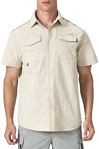 Camisas de pesca de manga curta masculinas