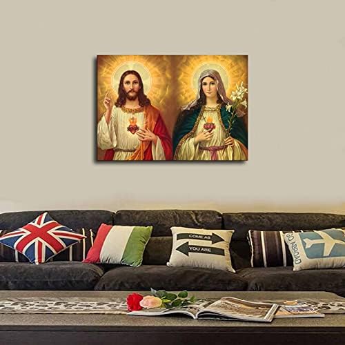 Sagrado Coração de Jesus e Imaculado Coração da Virgem Maria Poster Catholic Pictures Home Decor Poster Gifts For Men Mulheres
