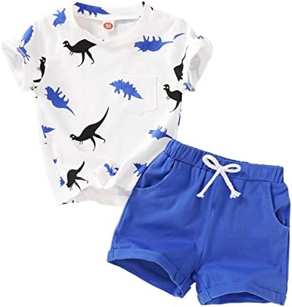 Tree mais jovem Criança de menino de menino roupas de verão camisa de camuflagem de dinossauros top calça curta codaçam