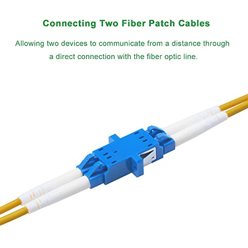 Couplador de fibra de fibra duplex de 50 pacote LC para LC, adaptador de fibra óptica para cabo de fibra de modo único