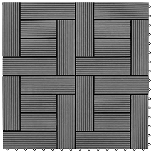Nusgear cinza 11 pcs 11,8 x11,8 ladrilhos de decks wpc 11 ft², material: composto de plástico de madeira -551