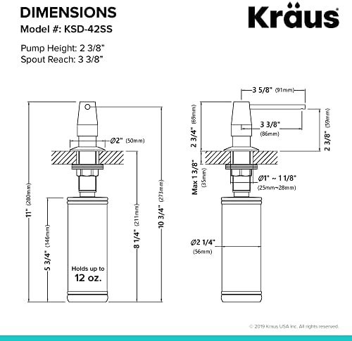 Sabão de cozinha Kraus e dispensador de loção em Chrome, KSD-42CH