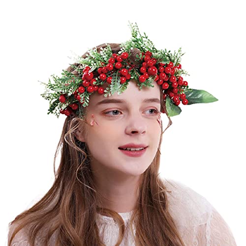 Coroa de flor de Natal para meninas Berry artificial Wrinalh Wreath Garland Casamento de noiva Mulheres Flor Bandada