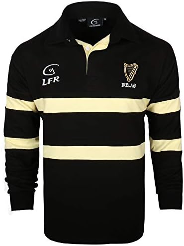 Harpa Irlanda Longsleeve listrada de camisa de pólo de rugby