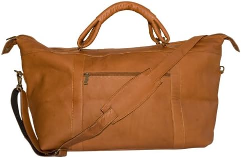 NBA Tan Leather Top Zip Travel Bag