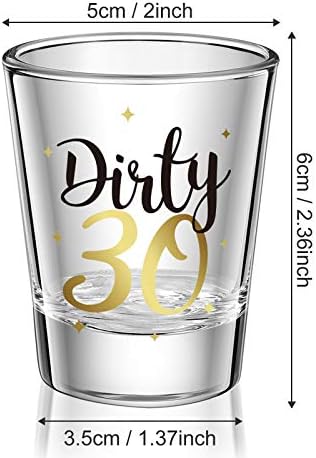 2 peças sujas 30 tiro de vidro 2oz preto e dourado engraçado 30º aniversário de festa de vinho para mulheres e homens presentes