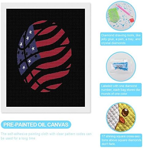 American Flag Baseketball Kits de pintura de diamantes personalizados Postam arte de arte por números para decoração de parede