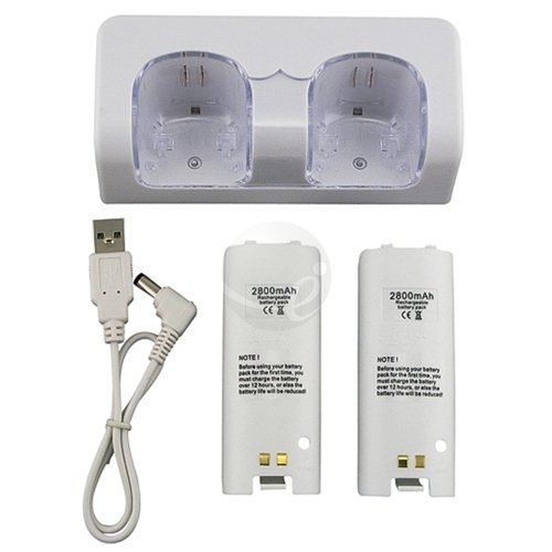 HDE Dual Wii Remote Charging Station com baterias
